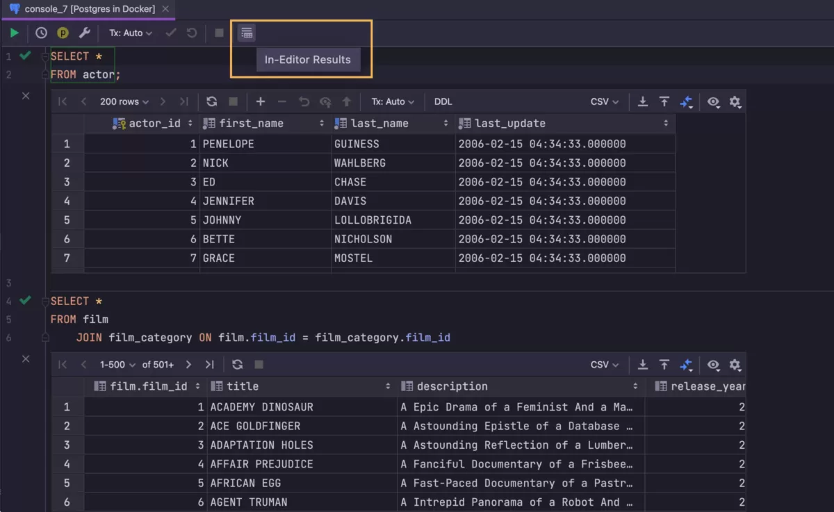 JetBrains DataGrip 单独的单元值编辑器5