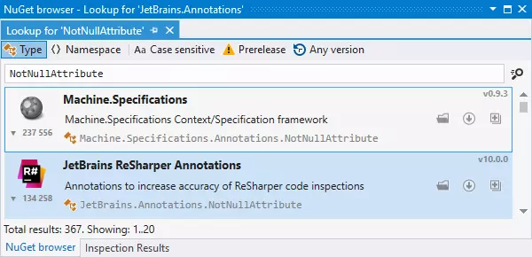 JetBrains ReSharper NuGet browser（NuGet浏览器）