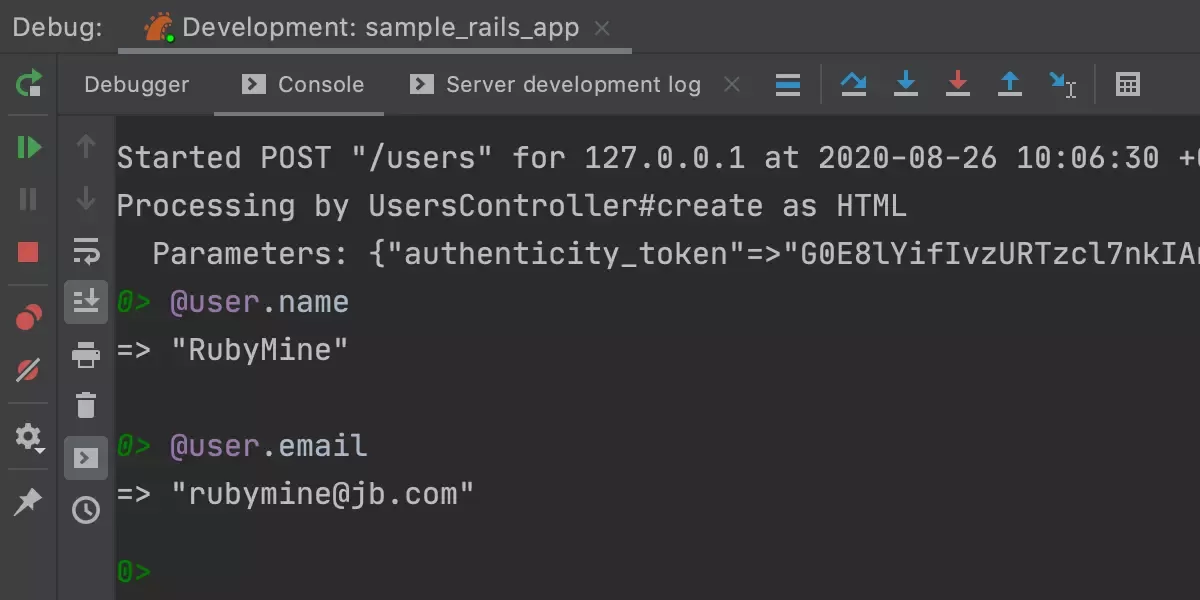 JetBrains RubyMine 交互式调试控制台