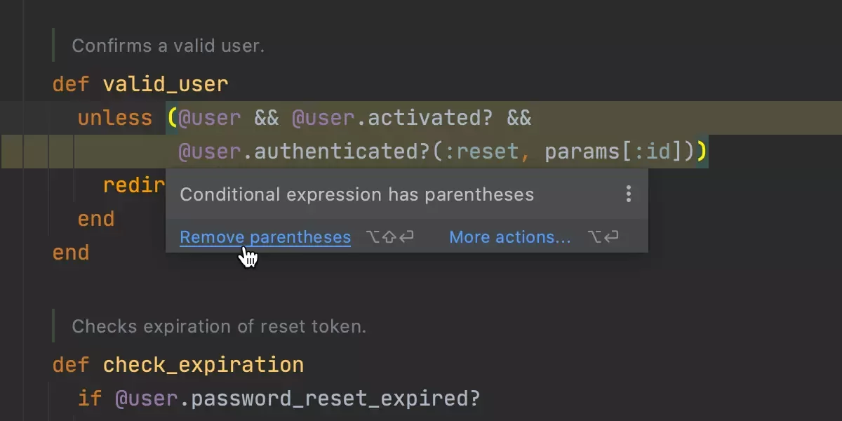 JetBrains RubyMine 代码检查与快速修复