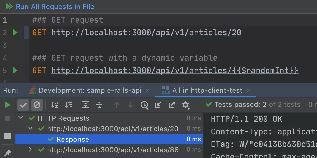 JetBrains RubyMine 代码编辑器中的 HTTP 客户端