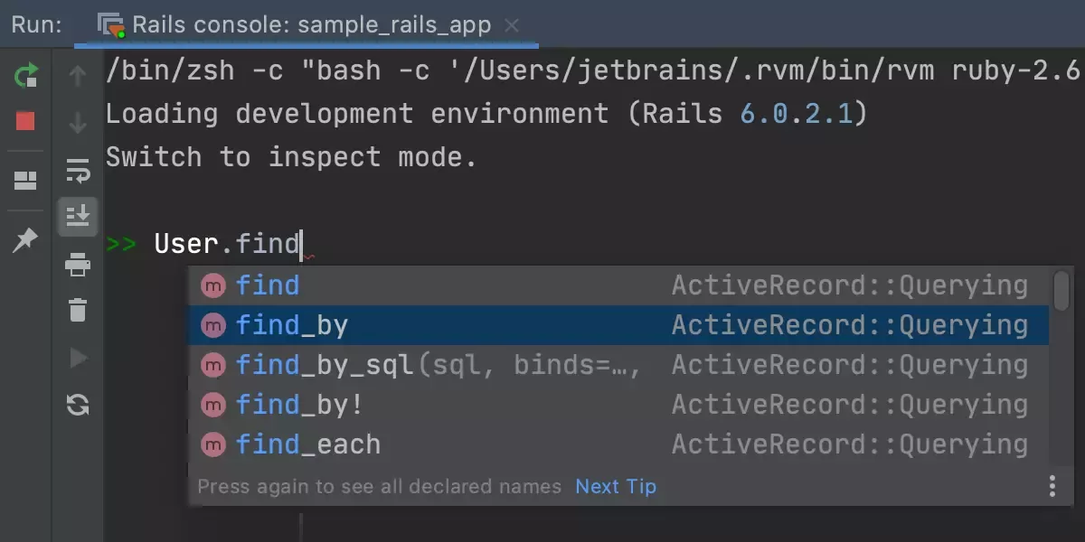 JetBrains RubyMine 内置 IRB 和 Rails 控制台