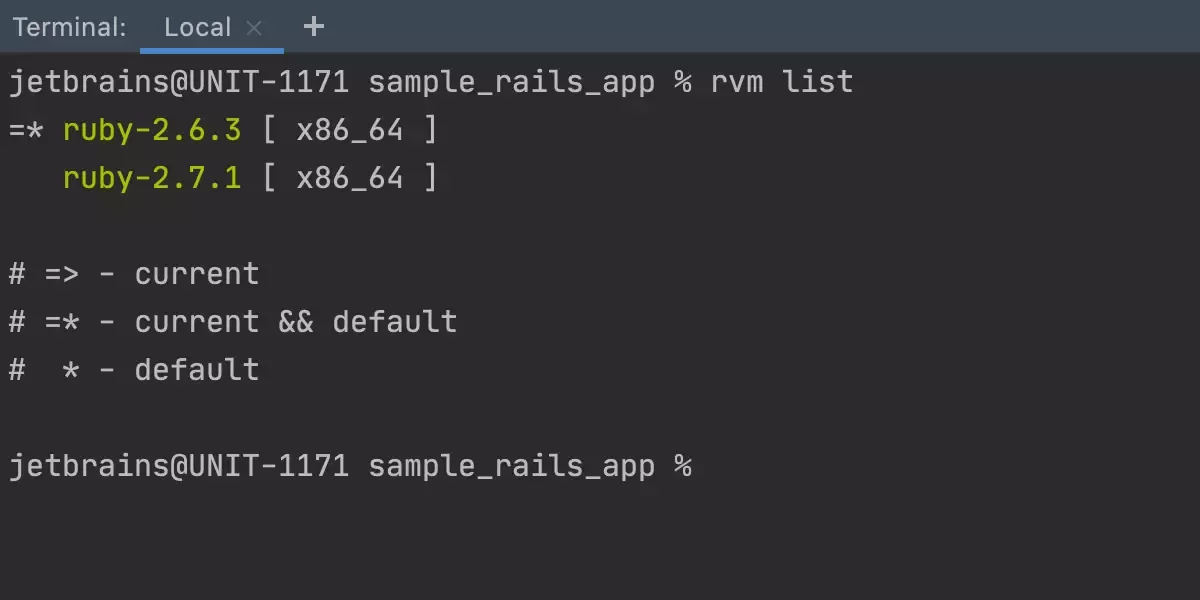 JetBrains RubyMine 嵌入式终端仿真器