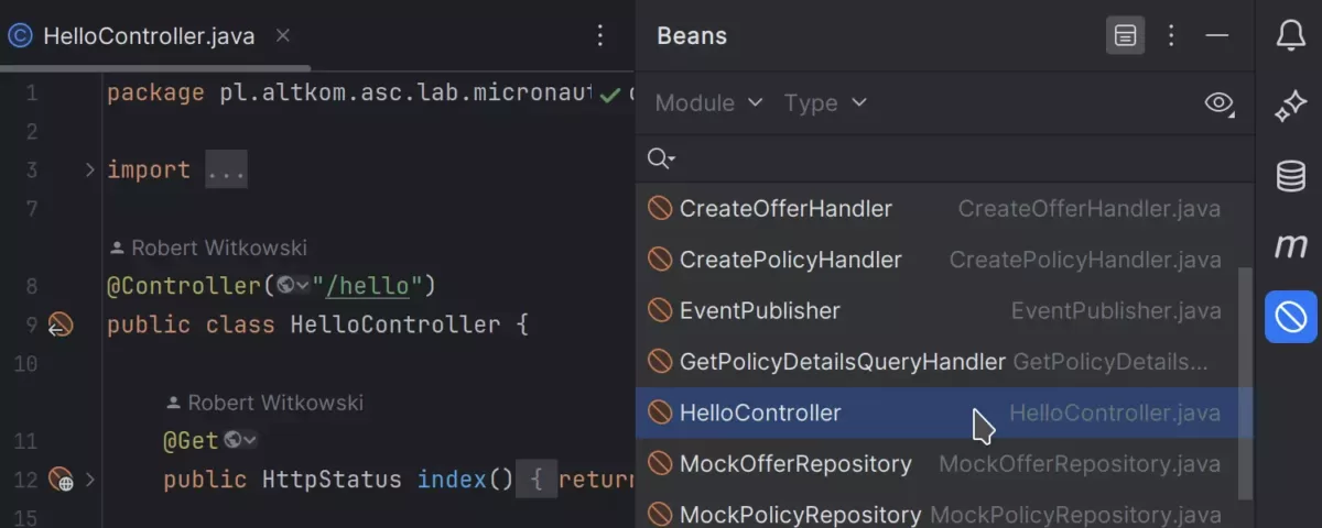 JetBrains Intellij IDEA Ultimate Beans（Bean）工具窗口中的 Quarkus 和 Micronaut Bean