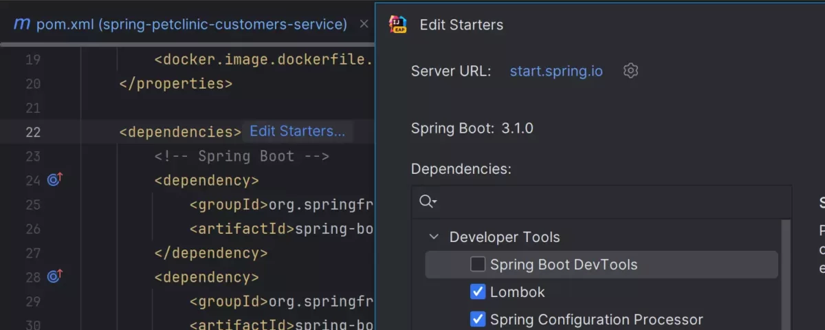 JetBrains Intellij IDEA Ultimate 通过 Spring Initializr 添加和编辑 Spring Boot 启动器的选项