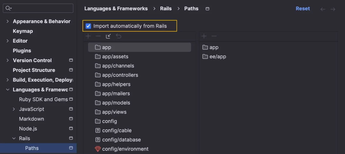 JetBrains RubyMine Rails 路径的自动导入